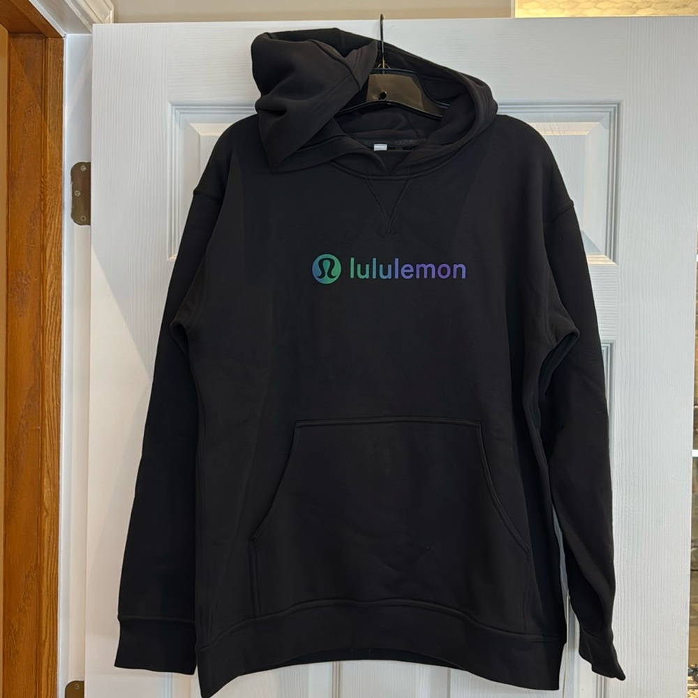 NWT Lululemon All Yours Graphic Logo Hoodie Size 10 Black Holographic
